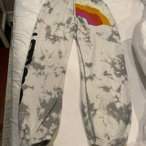 Free city sweatpants bleach out rainbow logo